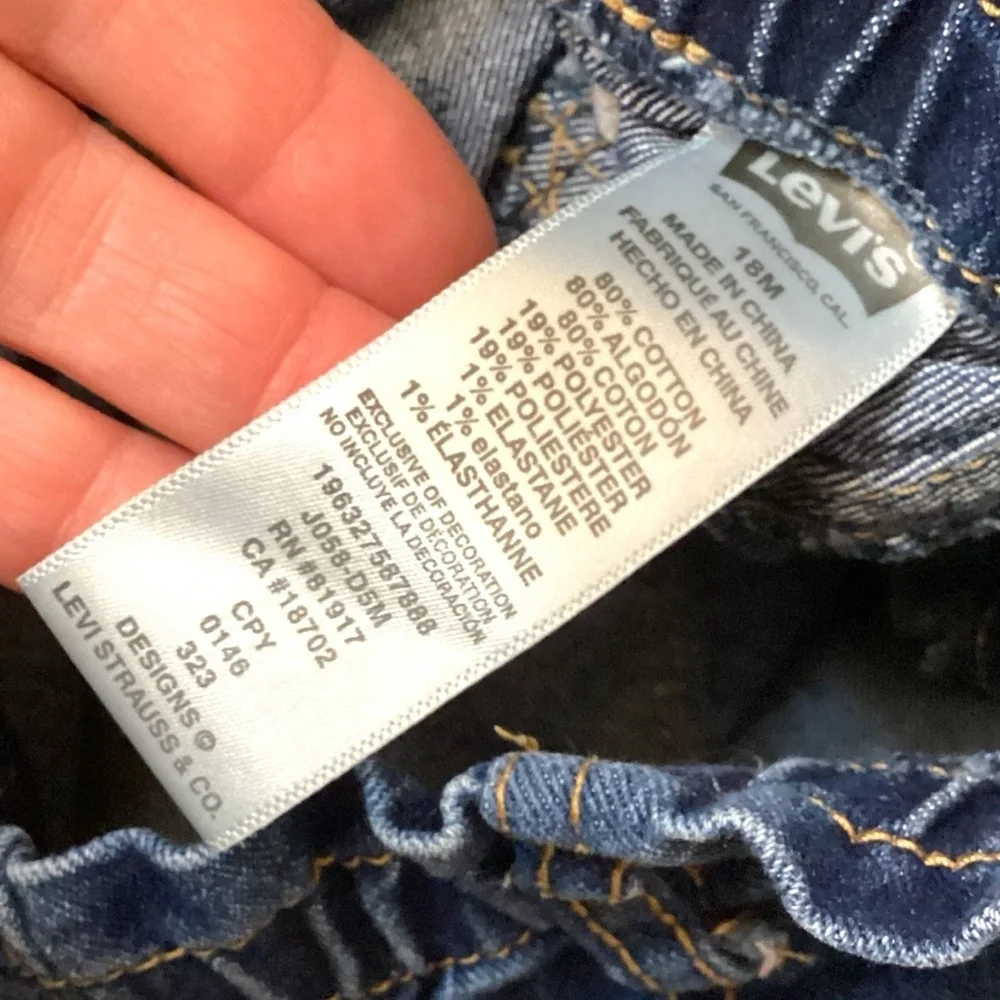 Levi’s Toddler Girl Cuffed Loose Fit Elastic‎ Waistband Jeans, 18 Months
